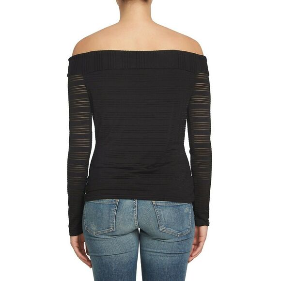 1.STATE of the shoulder metallic stripe shirt top in rich black gold Size XS NEW - Picture 4 of 6